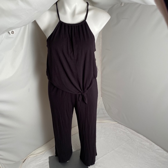 Trina Turk Recreation black modal sleeveless halter jumpsuit - Picture 2 of 13